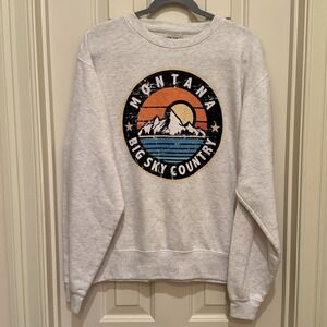 Big Sky Montana Retro Crewneck Sweatshirt Adult Size Small